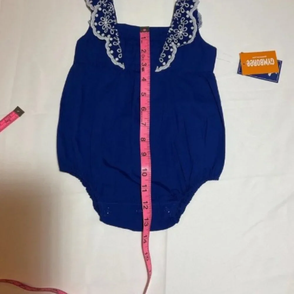 Gymboree Girls 6-9 Months Blue Belle Romper NWT Sleeveless Easter Spring Cotton